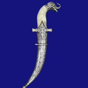 Damascus Steel Dagger with Elephant Head Camel Bone Handle – 13 Inch