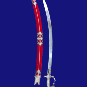 Damascus Steel Sword with Silver Koftgiri & Velvet Scabbard (40 Inch)