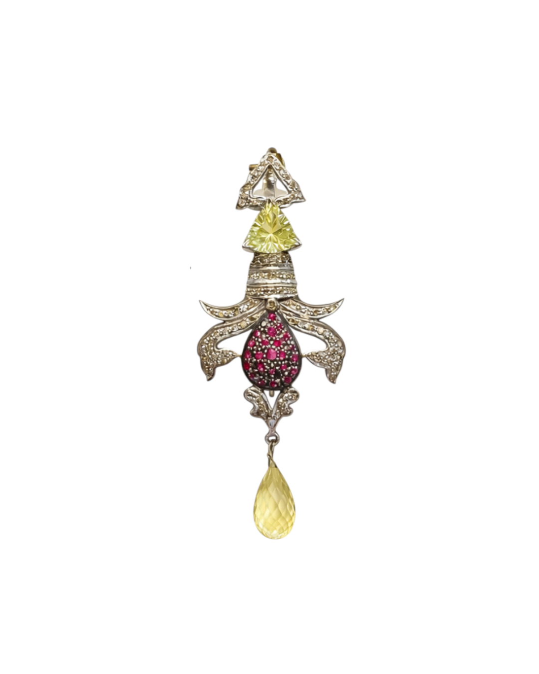 Victorian Diamond, Ruby & Lemon Topaz Pendant Set - Image 3