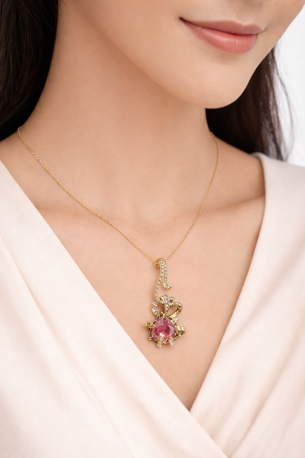 Diamond Tourmaline Silver Pendant Set - Image 3