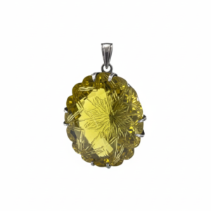 Natural Lemon Topaz Gemstone Silver Pendant – 237 Carat Guru Upratna