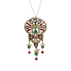 Hyderabadi Victorian Diamond, Ruby & Emerald Pendant