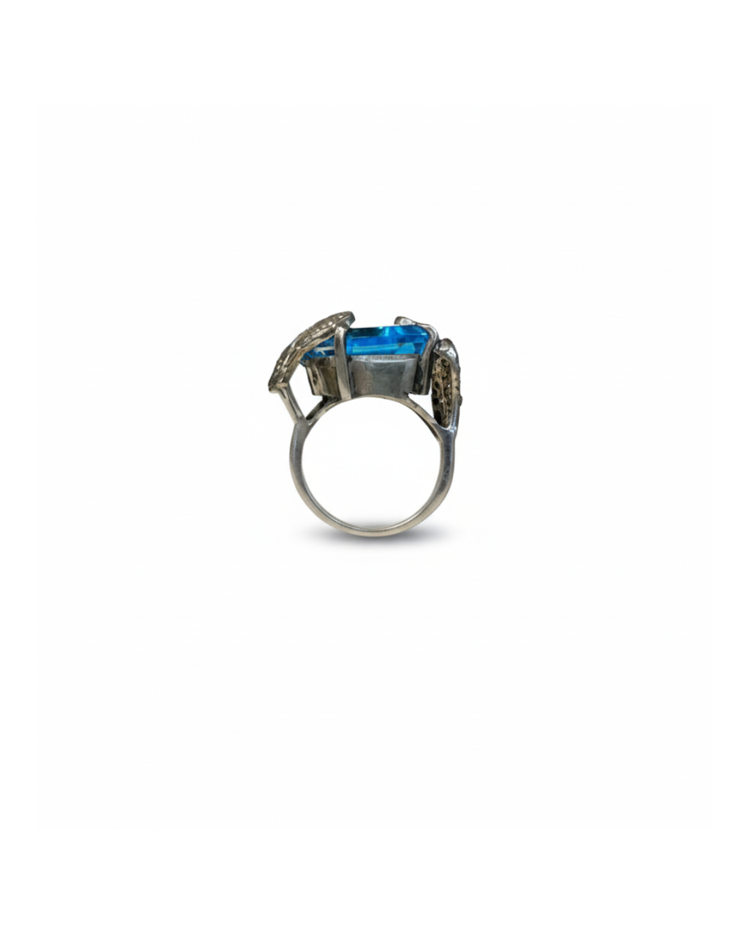 Blue Topaz & Diamond Gemstone Silver Ring - Image 3