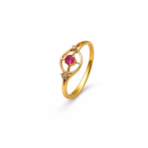 Gold Ruby & Diamond Ring with Natural Gemstones