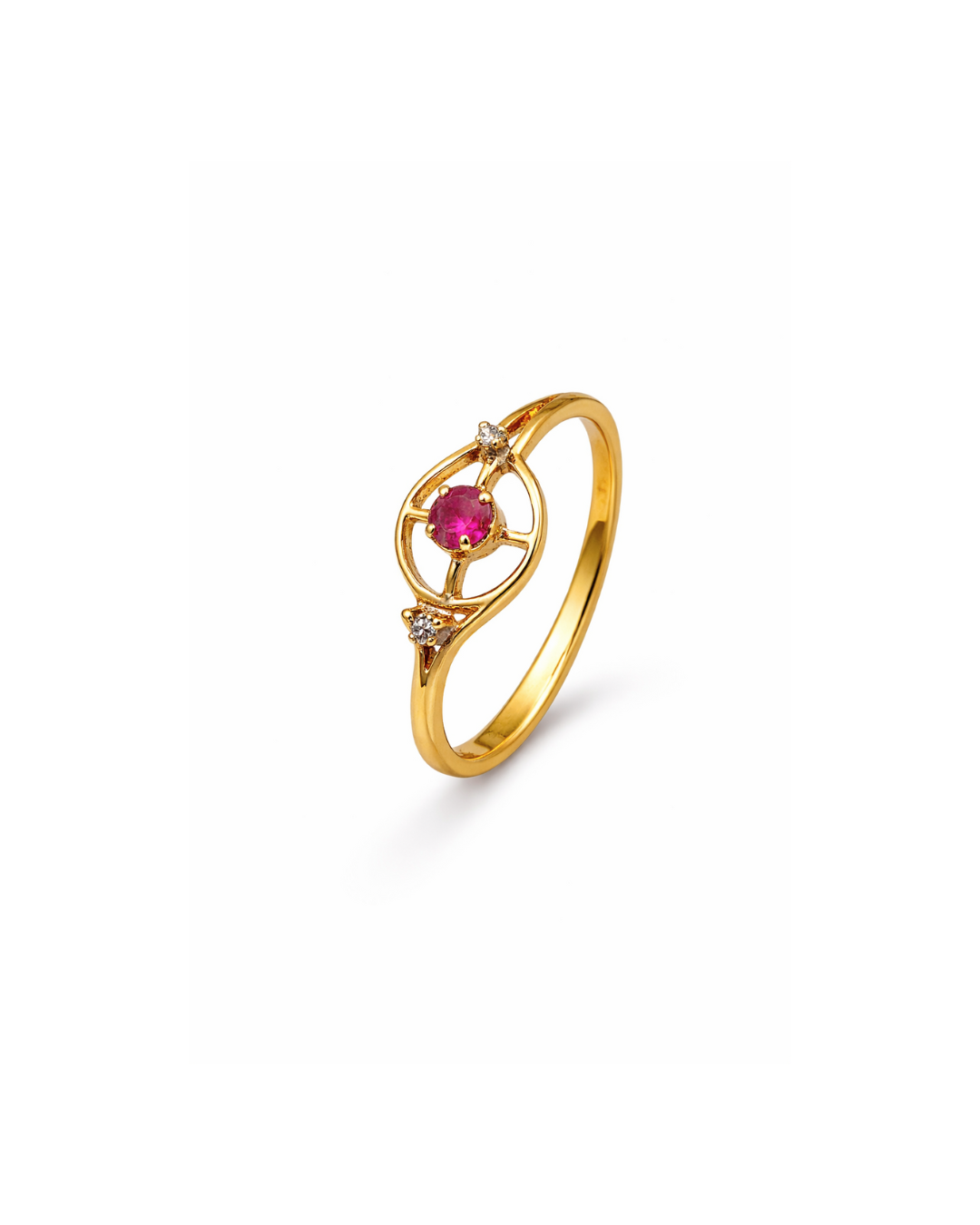 Gold Ruby & Diamond Ring with Natural Gemstones