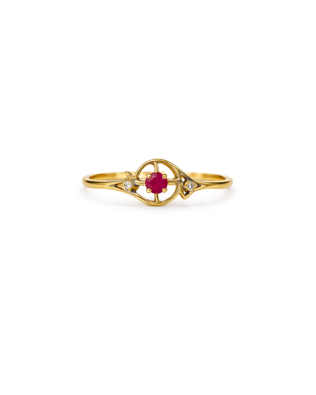 Gold Ruby & Diamond Ring with Natural Gemstones - Image 2