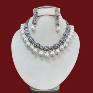 Hyderabadi Victorian Necklace Set with Kundan & Real Pearl Work