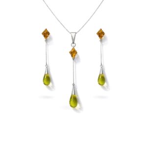Beautiful Golden & Lemon Topaz Drops Pendant Set in 92.5 Sterling Silver