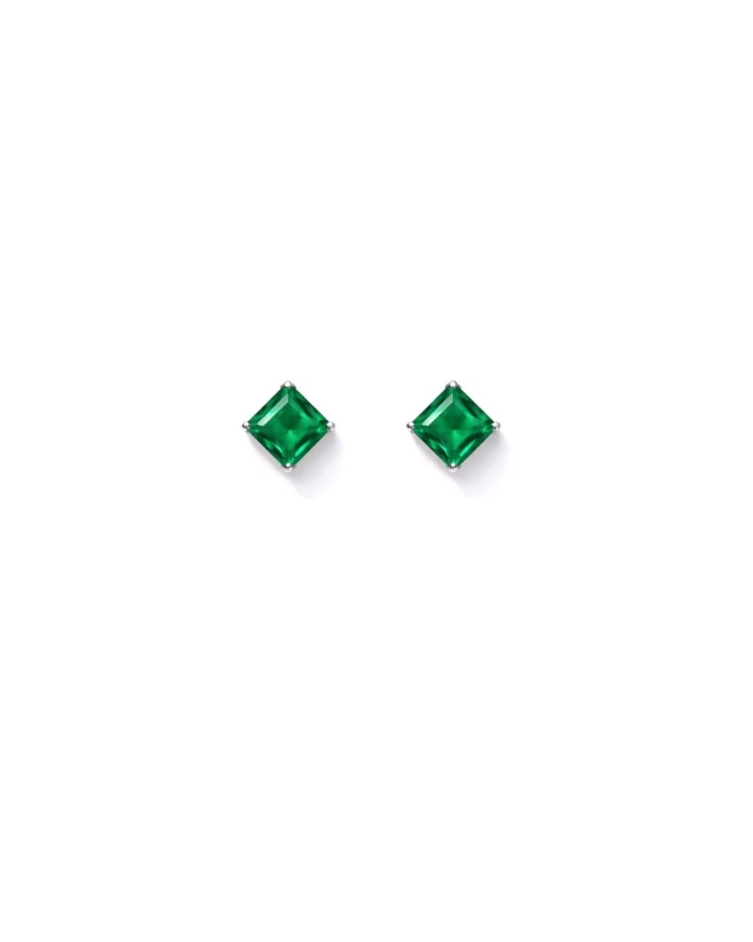 Princess Cut Green Hydro Sterling Silver Pendant Set - Image 2