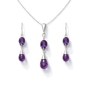 Classic Amethyst Hanging Drops Pendant Set