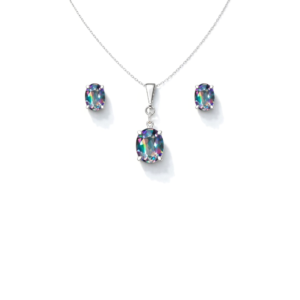 Lovely Mystic Topaz Oval Pendant Set in 92.5 Sterling Silver