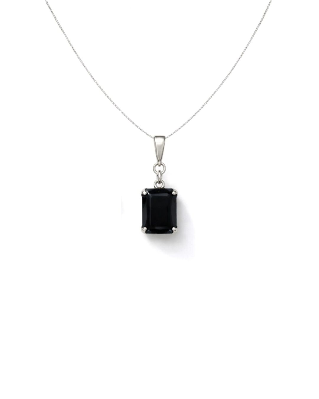 Refined Black Onyx Octagon Cut Sterling Silver Pendant Set - Image 3