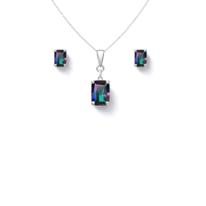 Classic Mystic Topaz Rectangle Pendant Set in 92.5 Sterling Silver