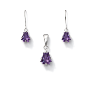 Charming Amethyst Fancy Shape Pendant Set