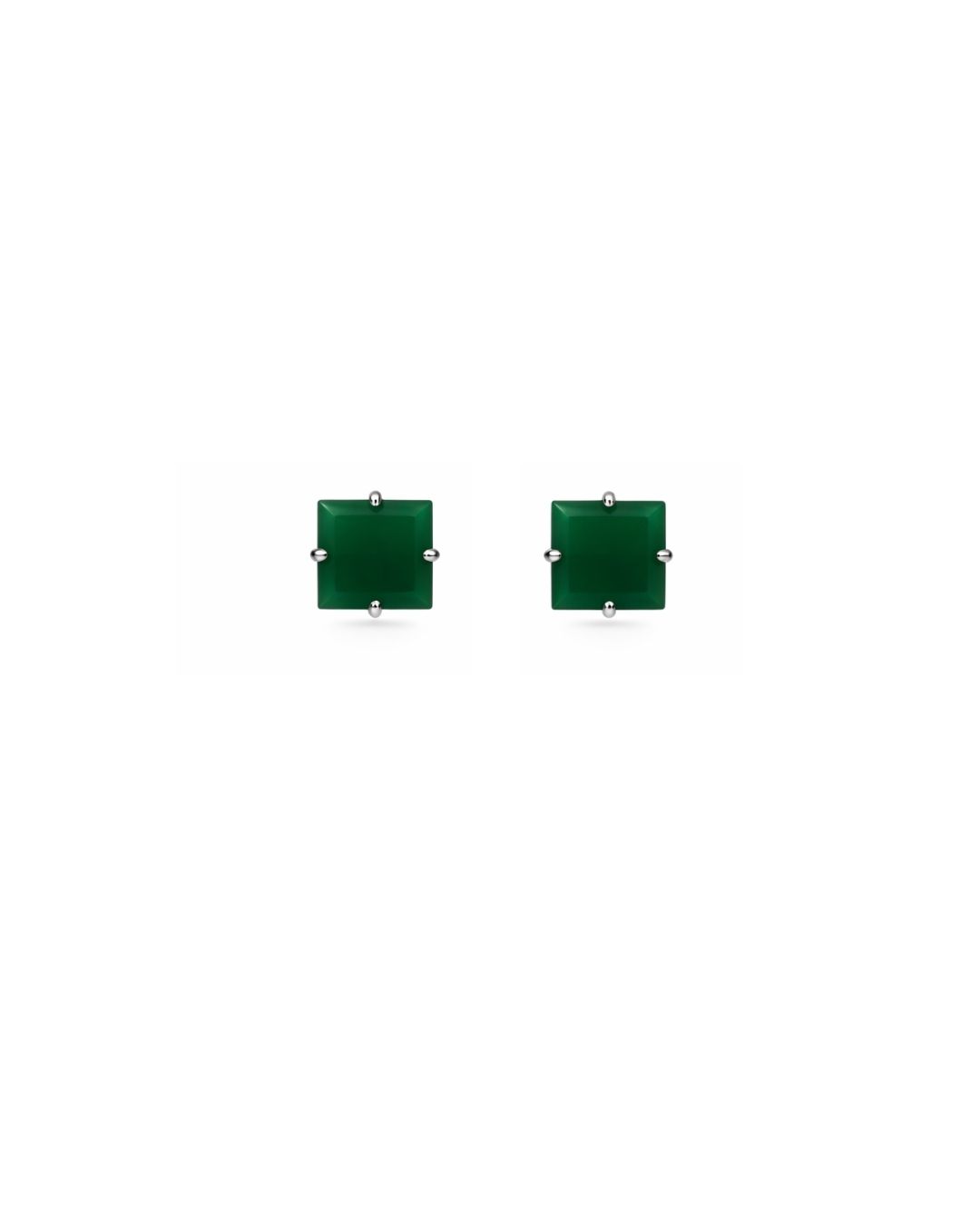 Bold Green Onyx Square Sterling Silver Pendant Set - Image 2