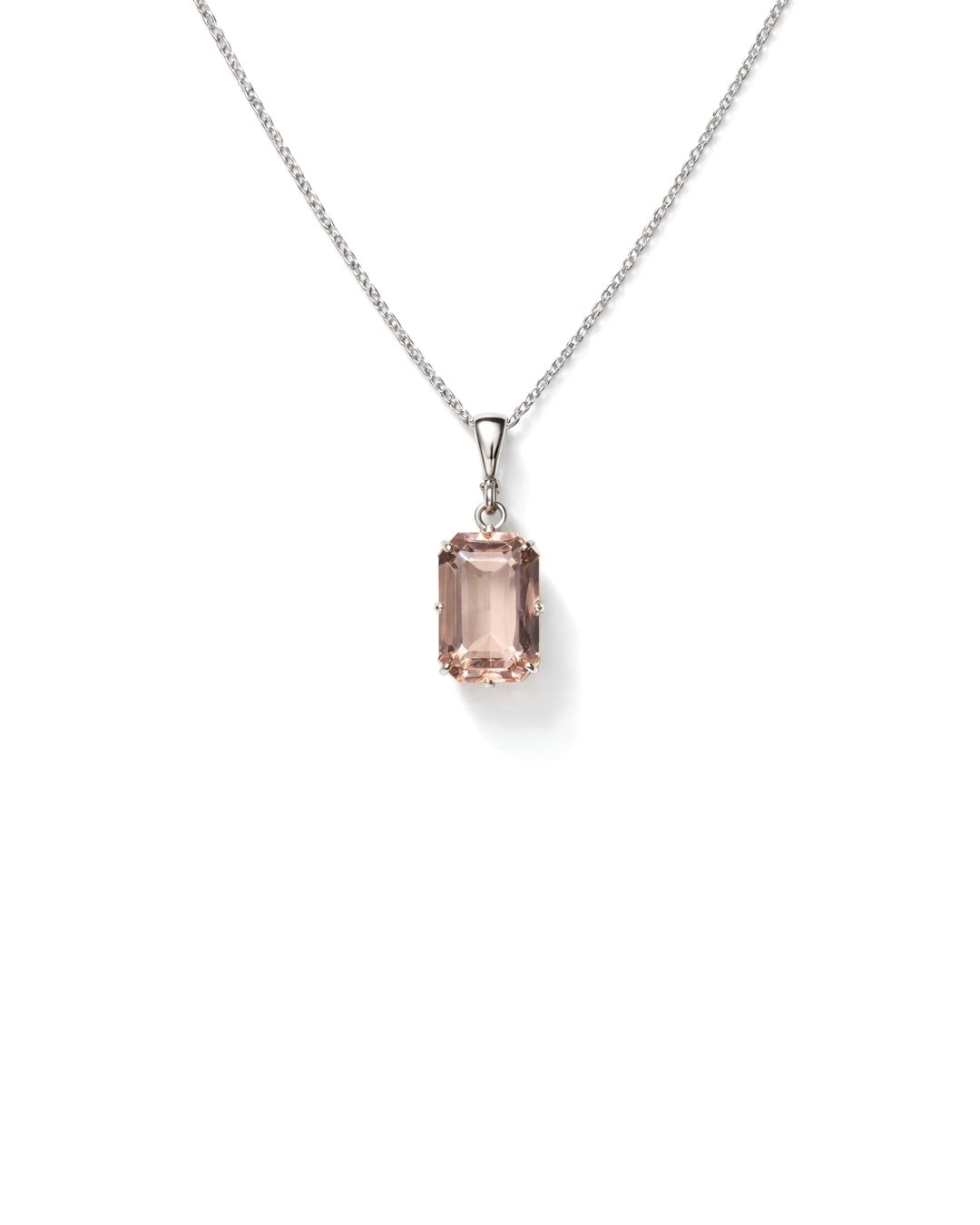 Graceful Peach Hydro Quartz Fancy Cut Sterling Silver Pendant Set - Image 3