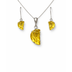 Radiant Lemon Topaz Fancy Cut Sterling Silver Pendant Set