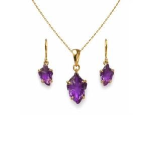 Gold Plated Amethyst Fancy Shape Pendant Set