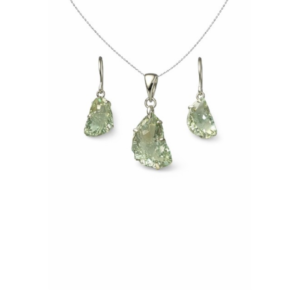 Light Green Amethyst Lesser Cut Pendant Set in 92.5 Sterling Silver