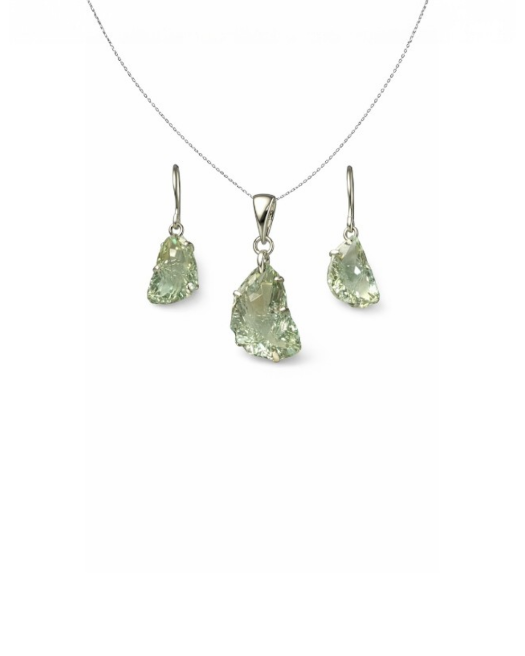 Light Green Amethyst Lesser Cut Pendant Set in 92.5 Sterling Silver