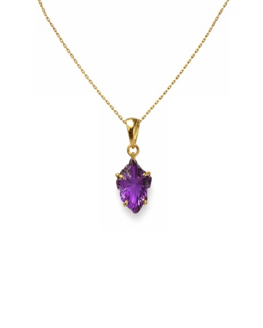Gold Plated Amethyst Fancy Shape Pendant Set - Image 3