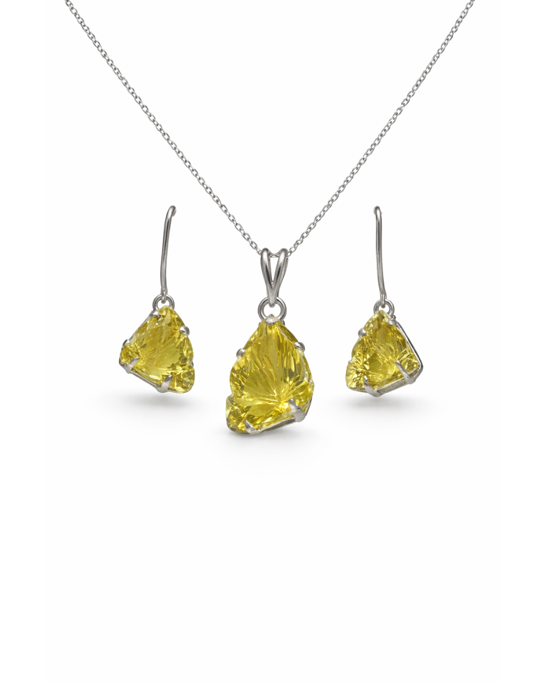 Delicate Lemon Topaz Fancy Cut Pendant Set in 92.5 Sterling Silver