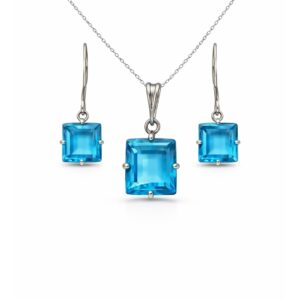 Radiant Blue Topaz Sterling Silver Pendant Set in Square Emerald Cut | 92.5 Silver