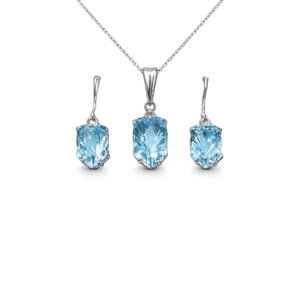 Graceful Blue Topaz Sterling Silver Pendant Set