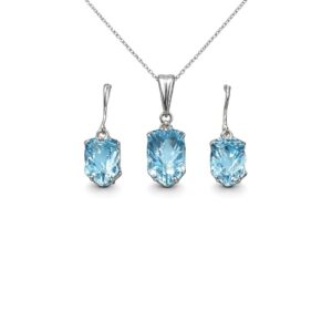 Graceful Blue Topaz Sterling Silver Pendant Set