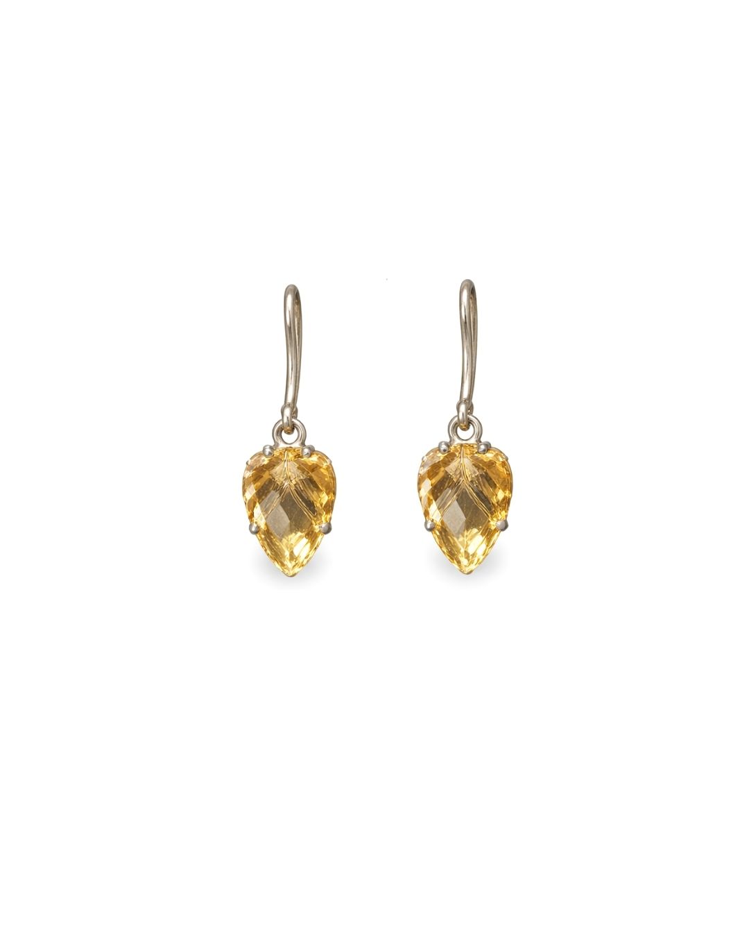 Elegant Golden Quartz Fancy Shape Sterling Silver Pendant Set - Image 2