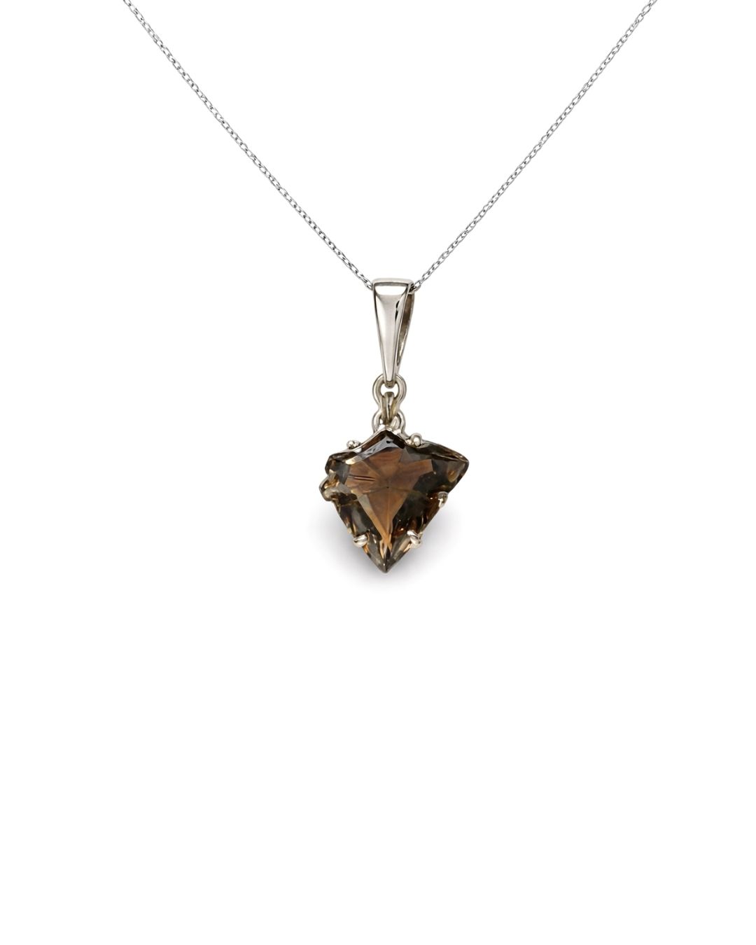 Graceful Smokey Quartz Fancy Shape Sterling Silver Pendant Set - Image 3
