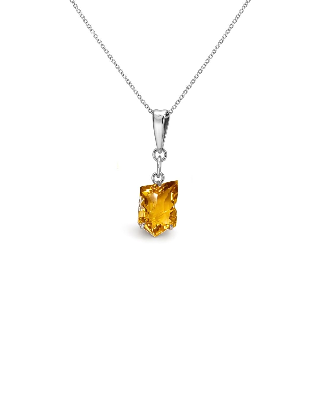 Radiant Golden Bear Quartz Fancy Shape Sterling Silver Pendant Set - Image 3