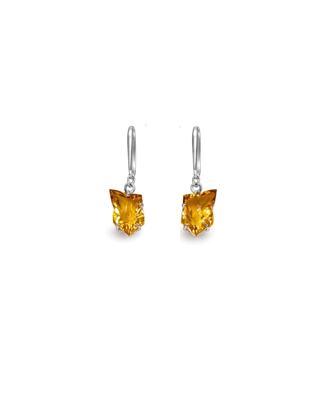 Radiant Golden Bear Quartz Fancy Shape Sterling Silver Pendant Set - Image 2