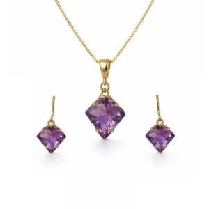 Amethyst Fancy Shape Pendant Set