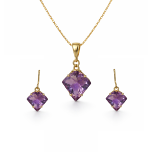 Amethyst Fancy Shape Pendant Set