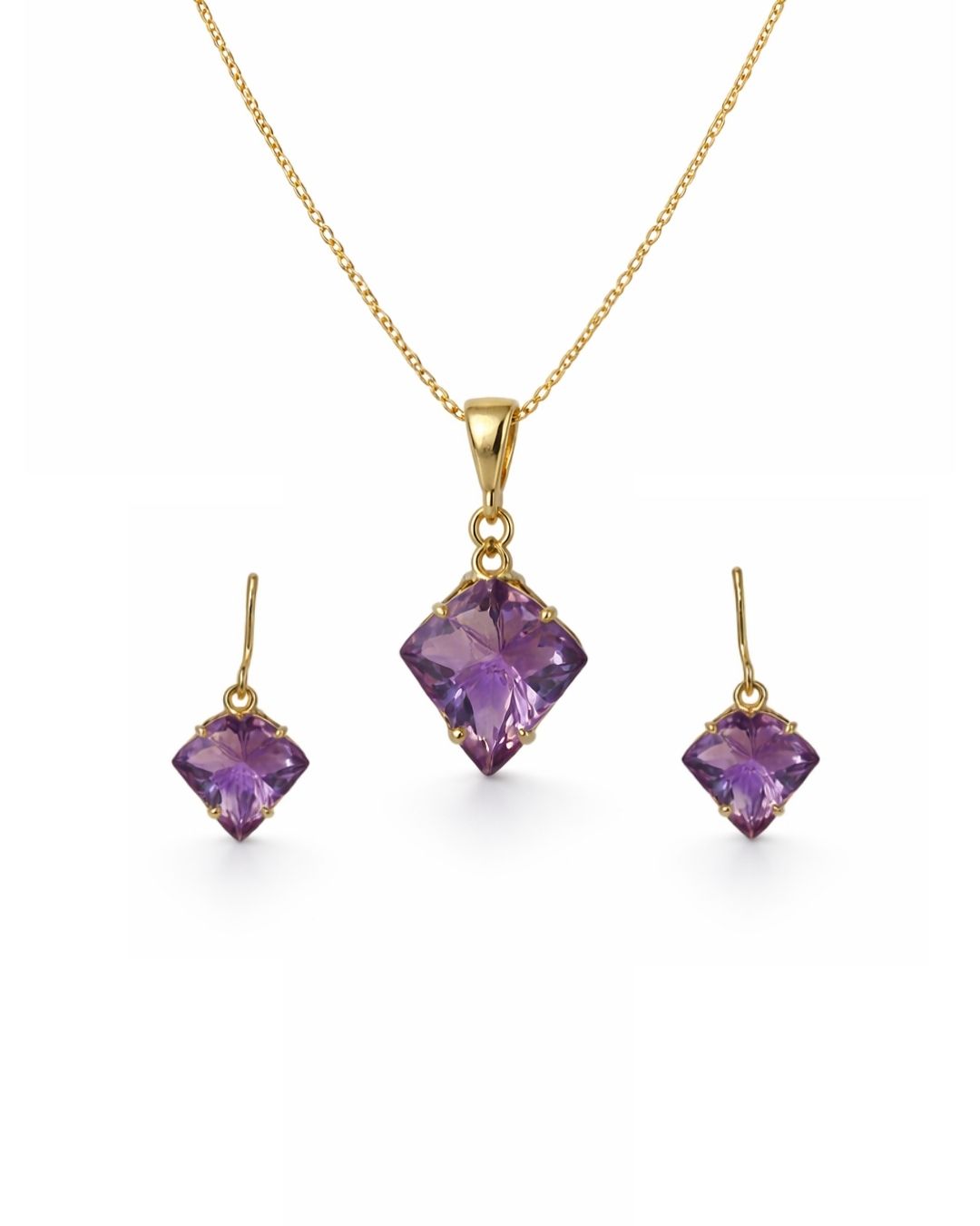 Amethyst Fancy Shape Pendant Set