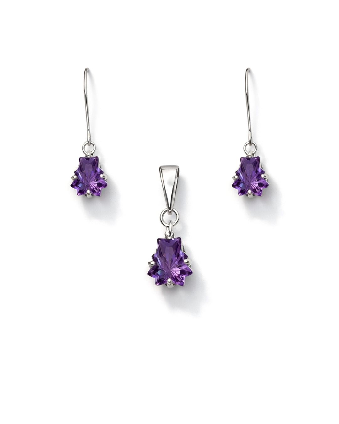 Charming Amethyst Fancy Shape Pendant Set