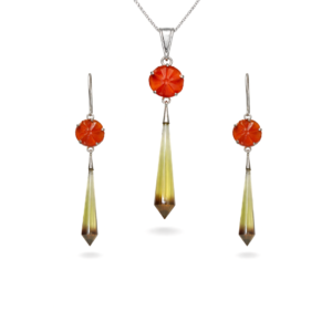 Radiant Lemon Topaz & Carnelian Pendant Set | Dual Gemstone Design