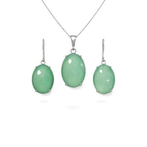 Apple Green Chalcedony Pendant Set