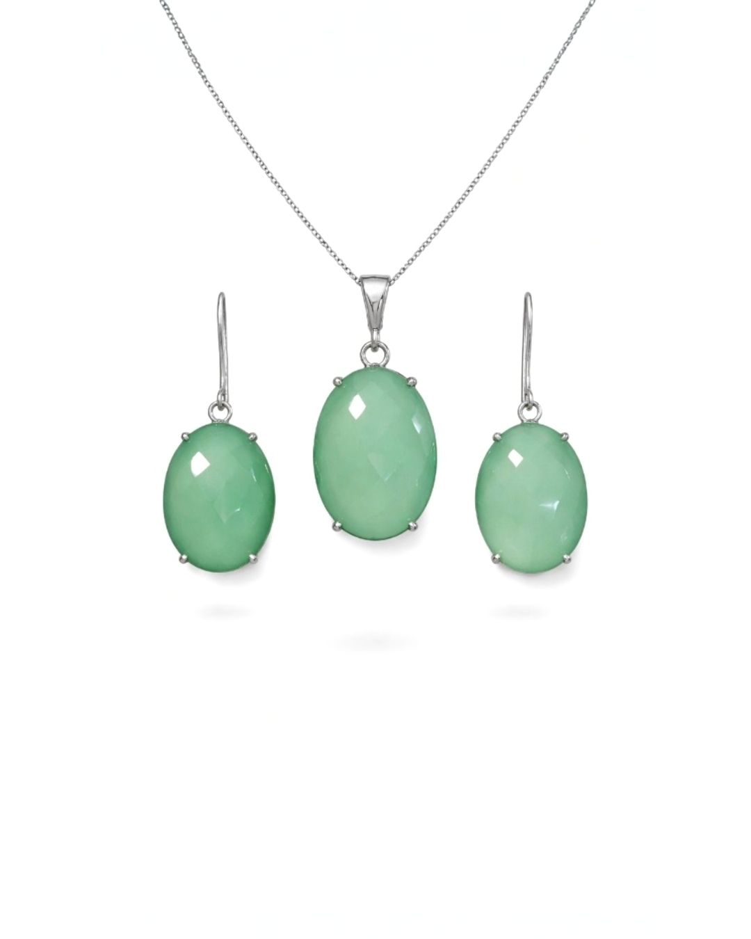 Apple Green Chalcedony Pendant Set