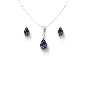 Elegant Mystic Topaz Pear Pendant Set in 92.5 Sterling Silver
