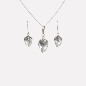 Radiant Crystal Quartz Laser Cut Sterling Silver Pendant Set