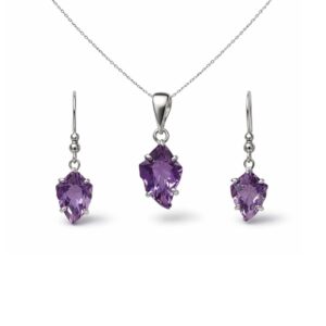 Graceful Amethyst Fancy Shape Pendant Set