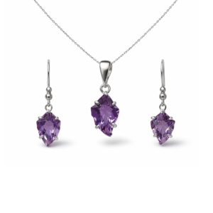 Graceful Amethyst Fancy Shape Pendant Set