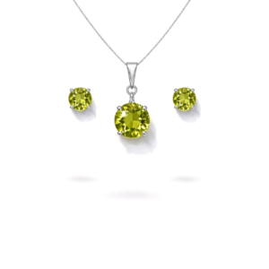 Bright Lemon Topaz Round Pendant Set in 92.5 Sterling Silver