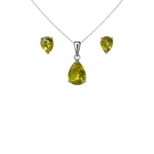 Fresh Glow Lemon Topaz Pear Sterling Silver Pendant Set
