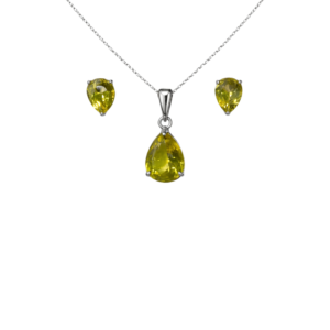 Fresh Glow Lemon Topaz Pear Sterling Silver Pendant Set