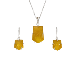 Elegant Chalcedony Fancy Sterling Silver Pendant Set