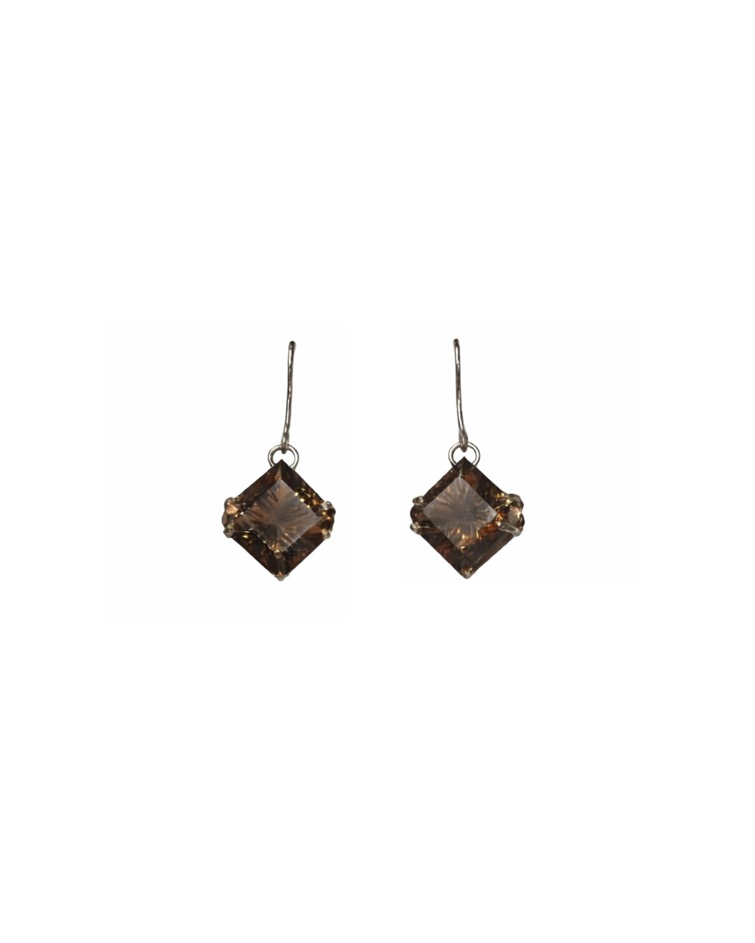 Classic Smokey Quartz Square Sterling Silver Pendant Set - Image 2