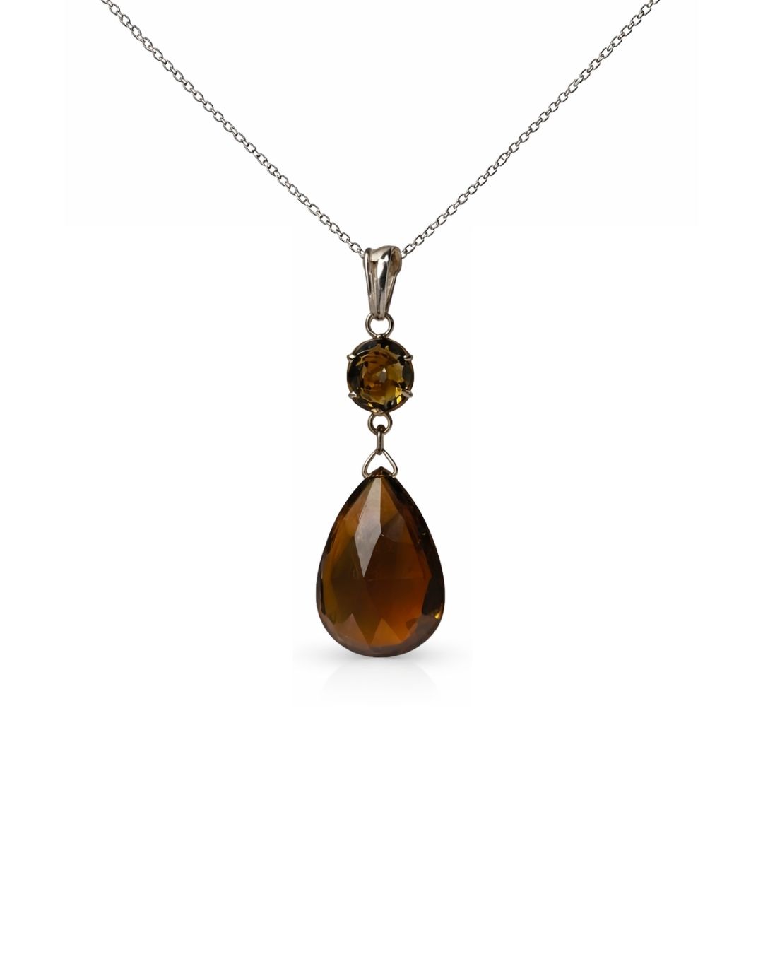 Graceful Bear Quartz Drop Sterling Silver Pendant Set - Image 3